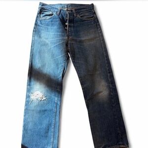 Levi's Women's Straight Leg Distressed Blue Jeans